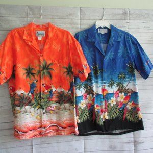 2  BAHAMA BOB'S tropical men's shirts - sz L - EUC!